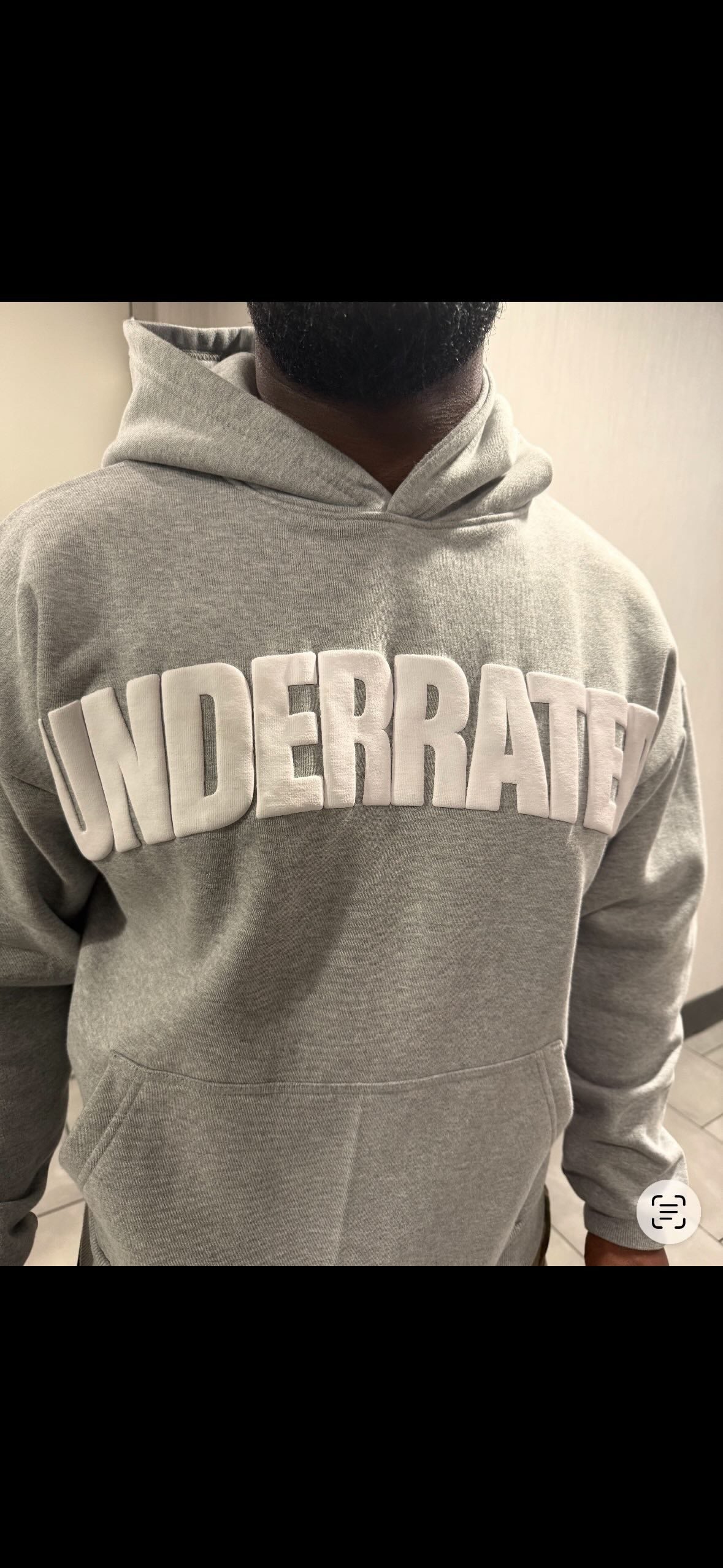 Grey/White Underrated Hoodie