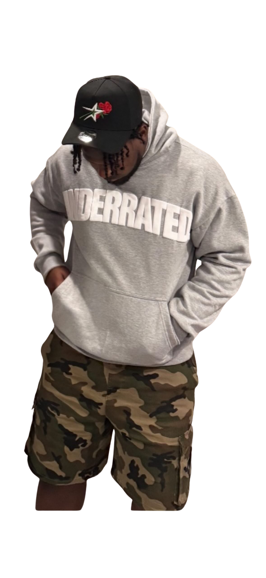 Grey/White Underrated Hoodie